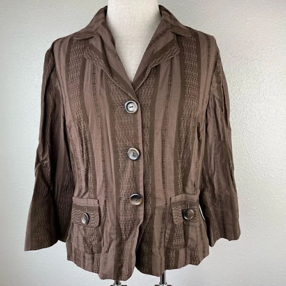 Nine & Company Brown Button Down Jacket Size 12 EUC